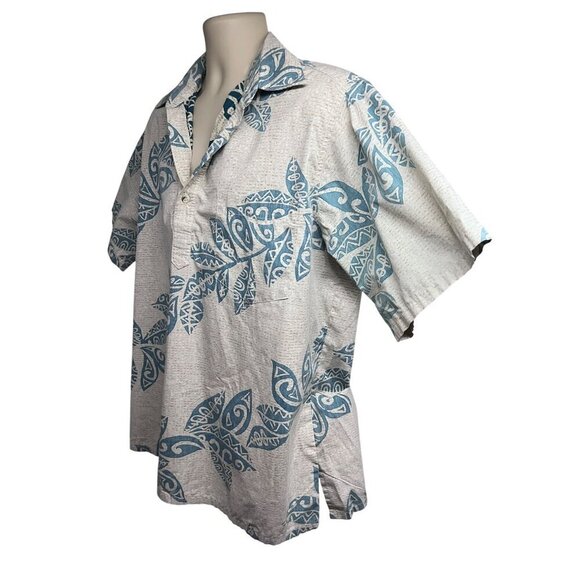 Go Barefoot Men Vintage Reverse Print Pullover Hawaiian Aloha Shirt Large Pocket - Picture 2 of 7